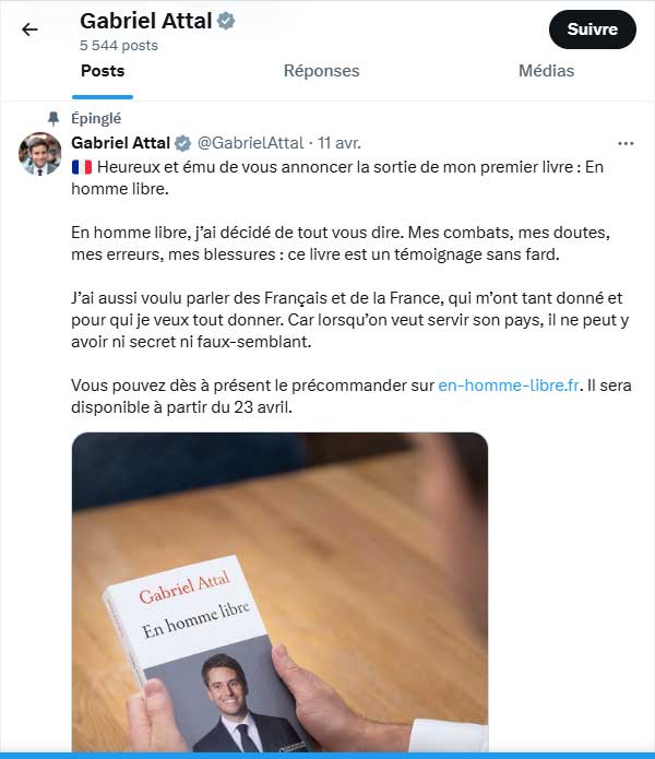 copie écran compte x de Gabriel Attal